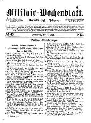 Militär-Wochenblatt Samstag 24. Mai 1873