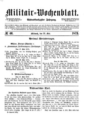 Militär-Wochenblatt Mittwoch 28. Mai 1873