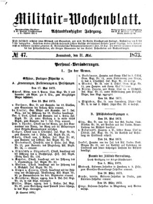 Militär-Wochenblatt Samstag 31. Mai 1873