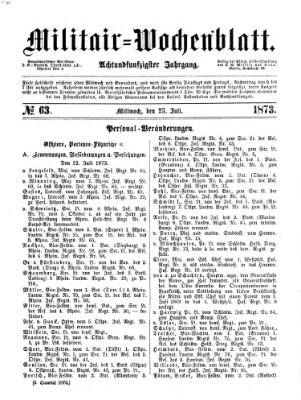 Militär-Wochenblatt Mittwoch 23. Juli 1873