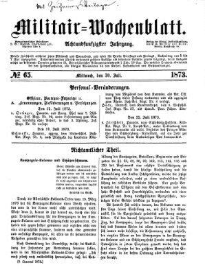 Militär-Wochenblatt Mittwoch 30. Juli 1873