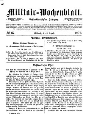 Militär-Wochenblatt Mittwoch 6. August 1873