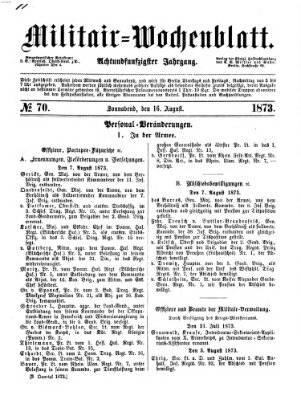 Militär-Wochenblatt Samstag 16. August 1873