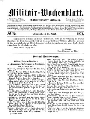 Militär-Wochenblatt Samstag 23. August 1873