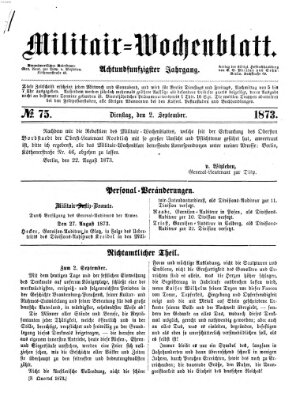 Militär-Wochenblatt Dienstag 2. September 1873