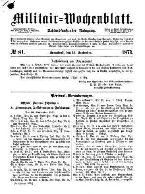 Militär-Wochenblatt Samstag 20. September 1873