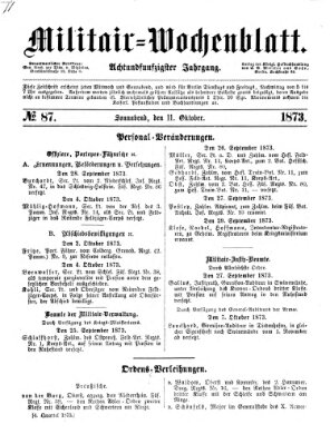 Militär-Wochenblatt Samstag 11. Oktober 1873