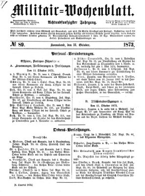 Militär-Wochenblatt Samstag 18. Oktober 1873