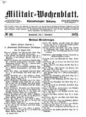 Militär-Wochenblatt Samstag 1. November 1873