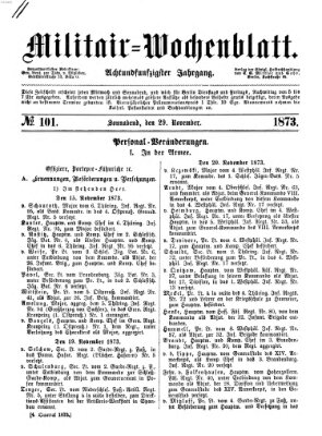 Militär-Wochenblatt Samstag 29. November 1873