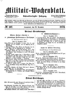 Militär-Wochenblatt Samstag 20. Dezember 1873