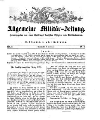 Allgemeine Militär-Zeitung Mittwoch 1. Februar 1871