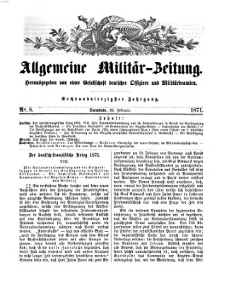 Allgemeine Militär-Zeitung Mittwoch 22. Februar 1871