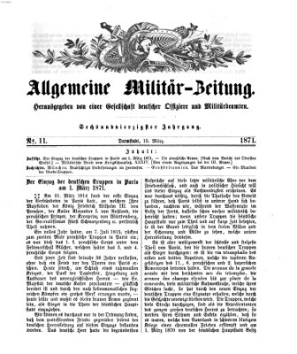 Allgemeine Militär-Zeitung Mittwoch 15. März 1871