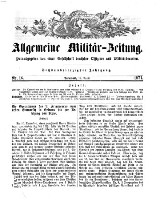 Allgemeine Militär-Zeitung Mittwoch 19. April 1871