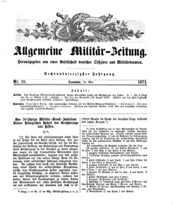 Allgemeine Militär-Zeitung Mittwoch 10. Mai 1871