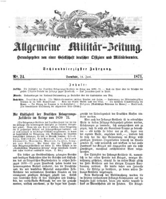 Allgemeine Militär-Zeitung Mittwoch 14. Juni 1871