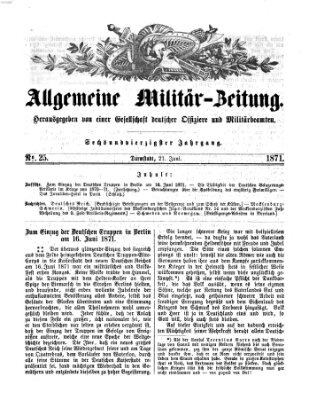 Allgemeine Militär-Zeitung Mittwoch 21. Juni 1871