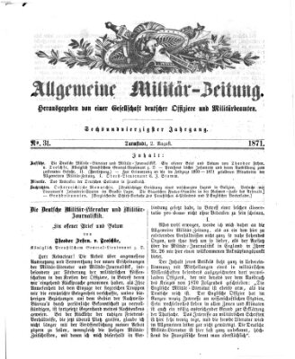 Allgemeine Militär-Zeitung Mittwoch 2. August 1871