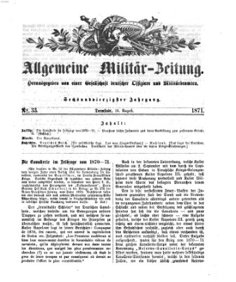 Allgemeine Militär-Zeitung Mittwoch 16. August 1871