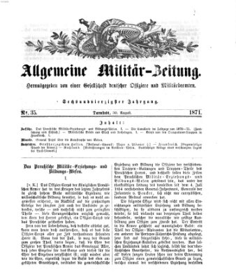 Allgemeine Militär-Zeitung Mittwoch 30. August 1871