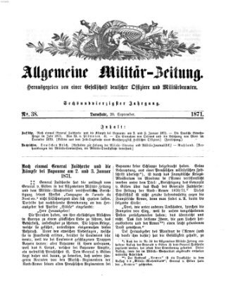 Allgemeine Militär-Zeitung Mittwoch 20. September 1871