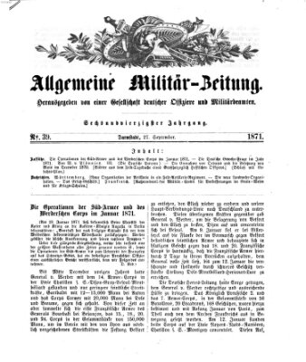 Allgemeine Militär-Zeitung Mittwoch 27. September 1871