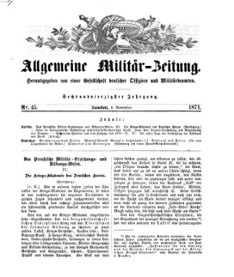 Allgemeine Militär-Zeitung Mittwoch 8. November 1871