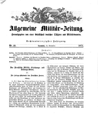 Allgemeine Militär-Zeitung Mittwoch 15. November 1871