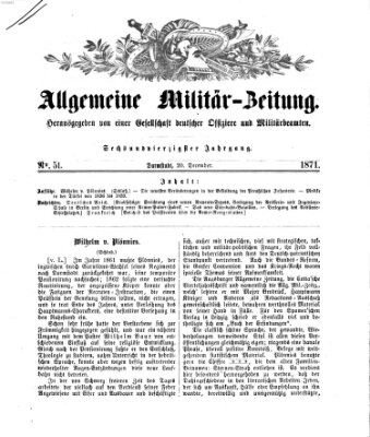 Allgemeine Militär-Zeitung Mittwoch 20. Dezember 1871