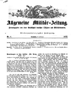 Allgemeine Militär-Zeitung Samstag 10. Februar 1872