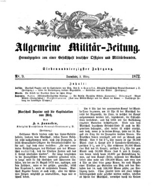 Allgemeine Militär-Zeitung Samstag 2. März 1872