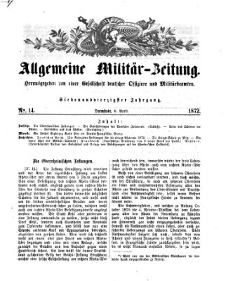 Allgemeine Militär-Zeitung Samstag 6. April 1872