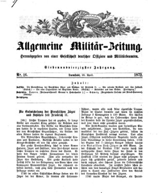 Allgemeine Militär-Zeitung Samstag 20. April 1872