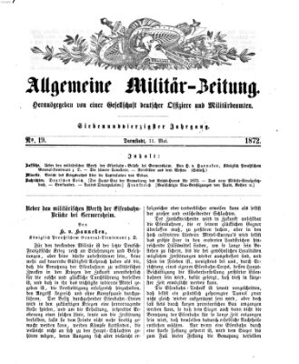 Allgemeine Militär-Zeitung Samstag 11. Mai 1872