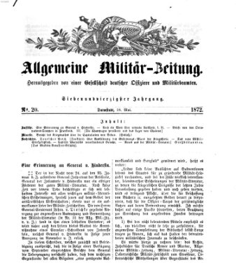 Allgemeine Militär-Zeitung Samstag 18. Mai 1872