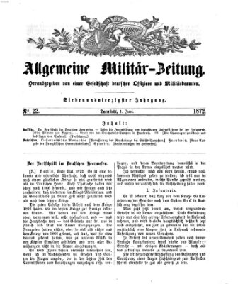 Allgemeine Militär-Zeitung Samstag 1. Juni 1872