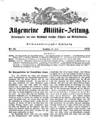 Allgemeine Militär-Zeitung Samstag 29. Juni 1872