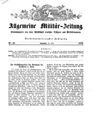 Allgemeine Militär-Zeitung Samstag 13. Juli 1872