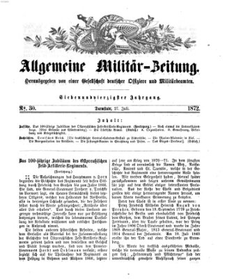 Allgemeine Militär-Zeitung Samstag 27. Juli 1872