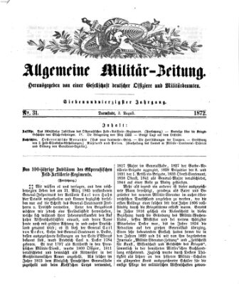 Allgemeine Militär-Zeitung Samstag 3. August 1872