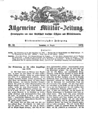 Allgemeine Militär-Zeitung Samstag 10. August 1872