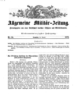 Allgemeine Militär-Zeitung Samstag 24. August 1872