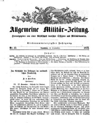 Allgemeine Militär-Zeitung Samstag 14. September 1872