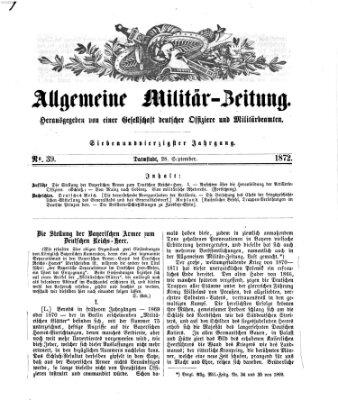 Allgemeine Militär-Zeitung Samstag 28. September 1872