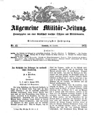 Allgemeine Militär-Zeitung Samstag 26. Oktober 1872