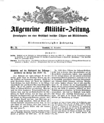 Allgemeine Militär-Zeitung Samstag 21. Dezember 1872