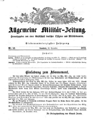 Allgemeine Militär-Zeitung Samstag 28. Dezember 1872