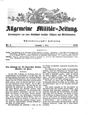 Allgemeine Militär-Zeitung Samstag 1. März 1873