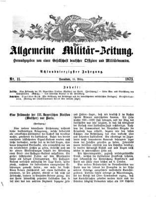 Allgemeine Militär-Zeitung Samstag 15. März 1873